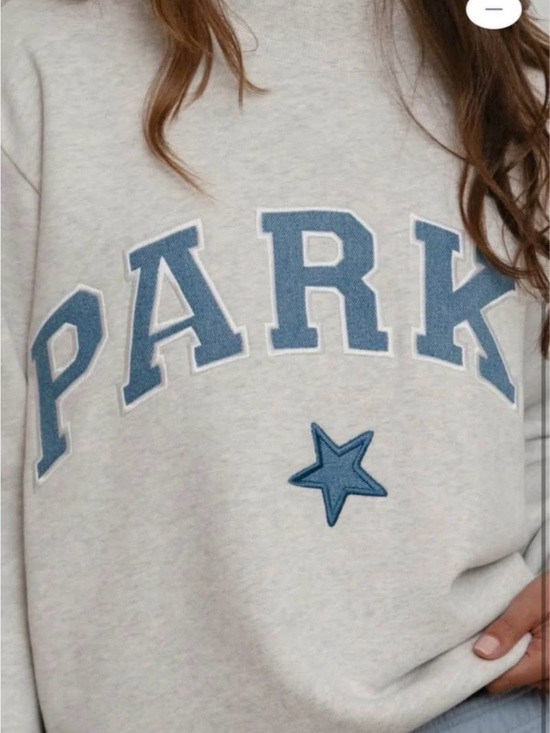 Parke Tops - NWT PARKE Varsity Mock Neck - Vintage Star Light Gray/Blue M/L